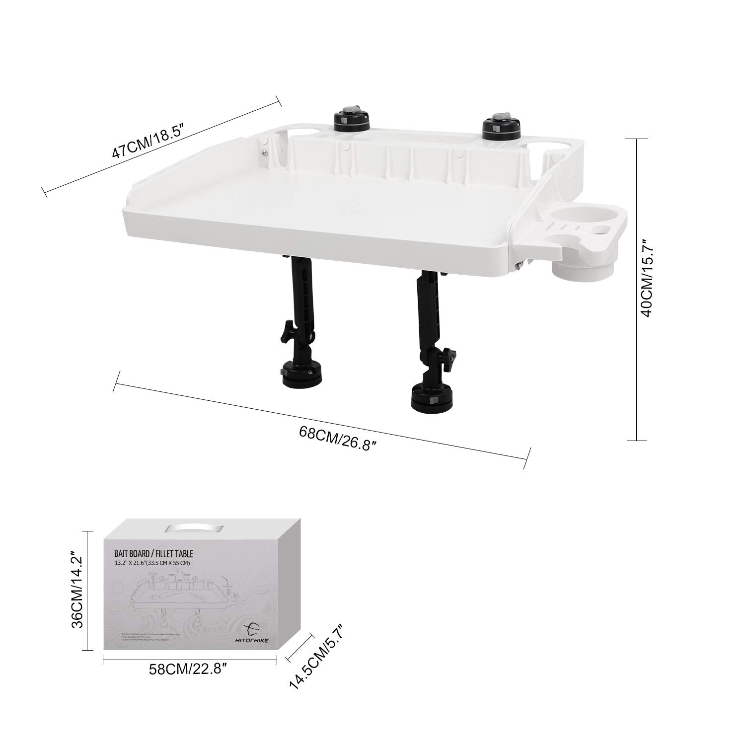 HITORHIKE Bait Board Set with Mounts and Extenders White Cutting Board 26.8