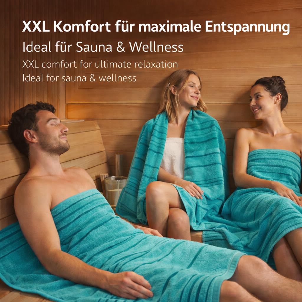 Betz Premium XXL Asciugamano - telo mare grande - asciugamano sauna in 100% cotone - telo mare - 90x180 cm LINES (turchese)