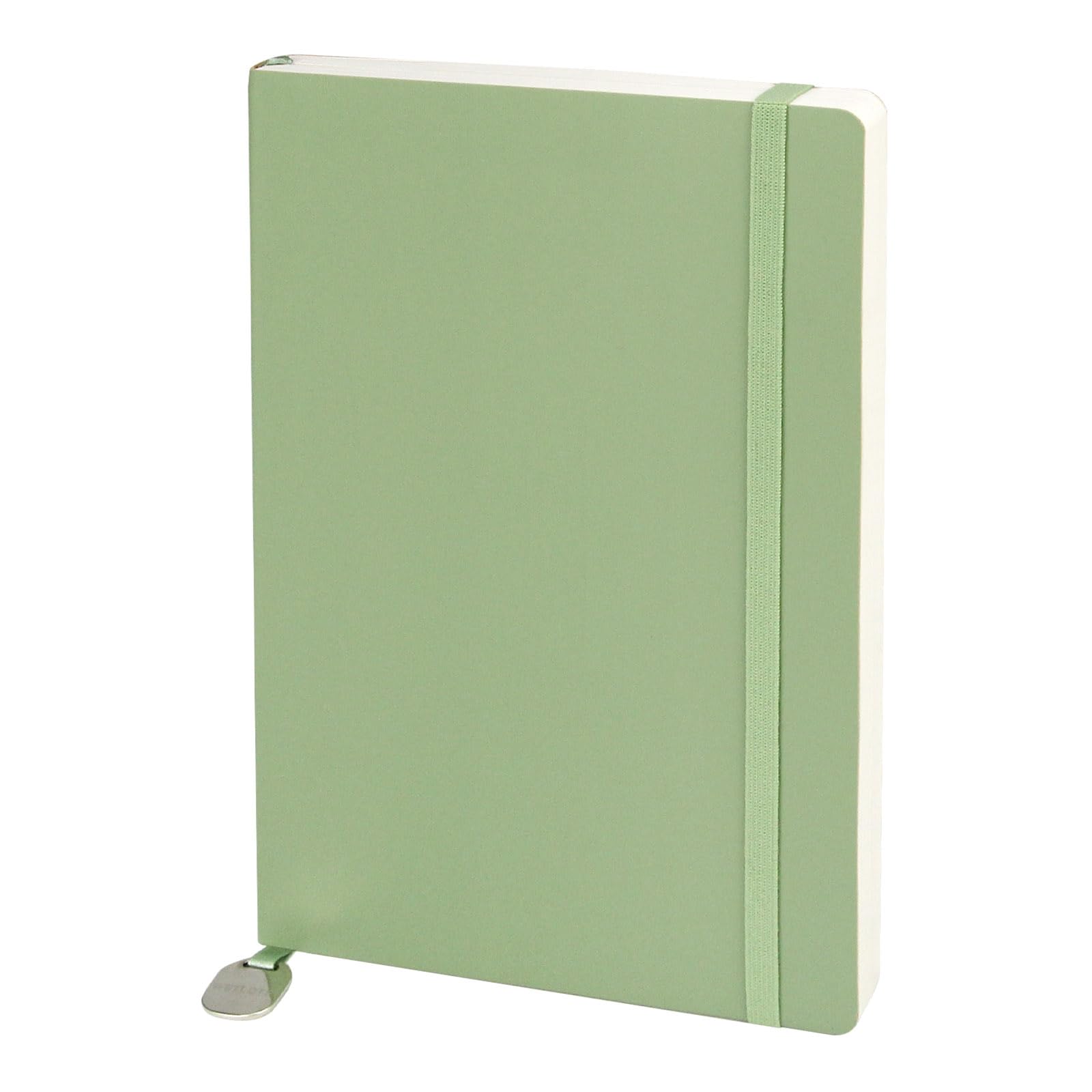 WETLOTE A5 Notebook, Lined ，Softcover PU Leather with Sheepskin Feel, 212 Pages 80g Paper, Notebook with Elastic Band & Pocket for Office, School & University – Grass Green
