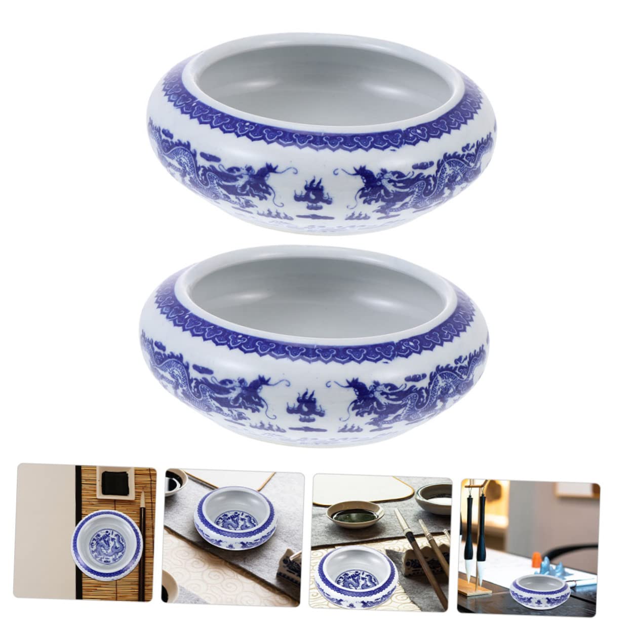 2pièces Pots à Eau Céramique pour Pinceaux à Encre Lot de Récipients De Rangement pour Et Peinture Accessoires Pratiques Et Décoratifs pour Bureau Et Art