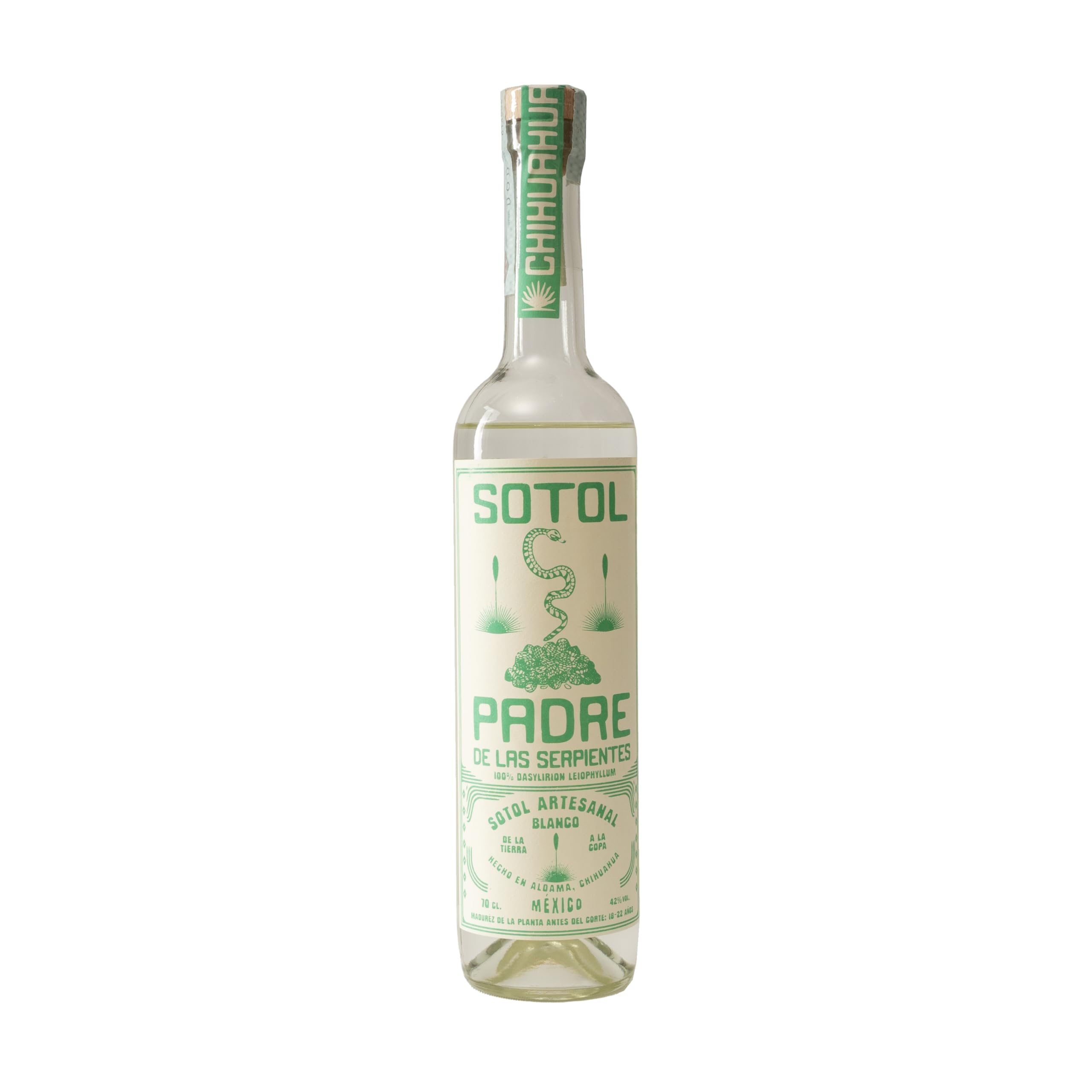 Sotol Padre de las Serpientes – Distillato Artigianale Messicano di Dasylirion | 70 cl, 42% | Spirits dal Deserto di Chihuahua | Note Vegetali, Cuoio e Fumo di Legna di Noce