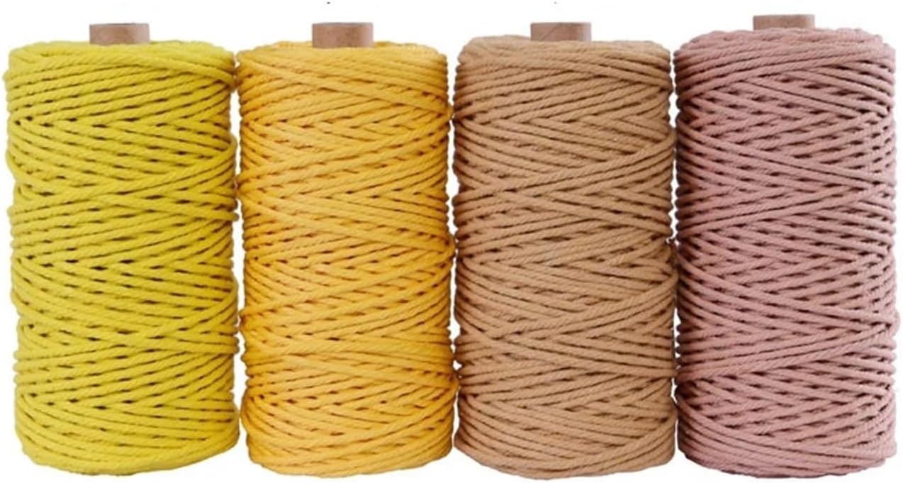 3mm 100m Cotton Rope Colorful Rope Beige Twisted Craft Lace Rope DIY Home Textile Wedding Decoration Supply 110 Yards(Wine Red)
