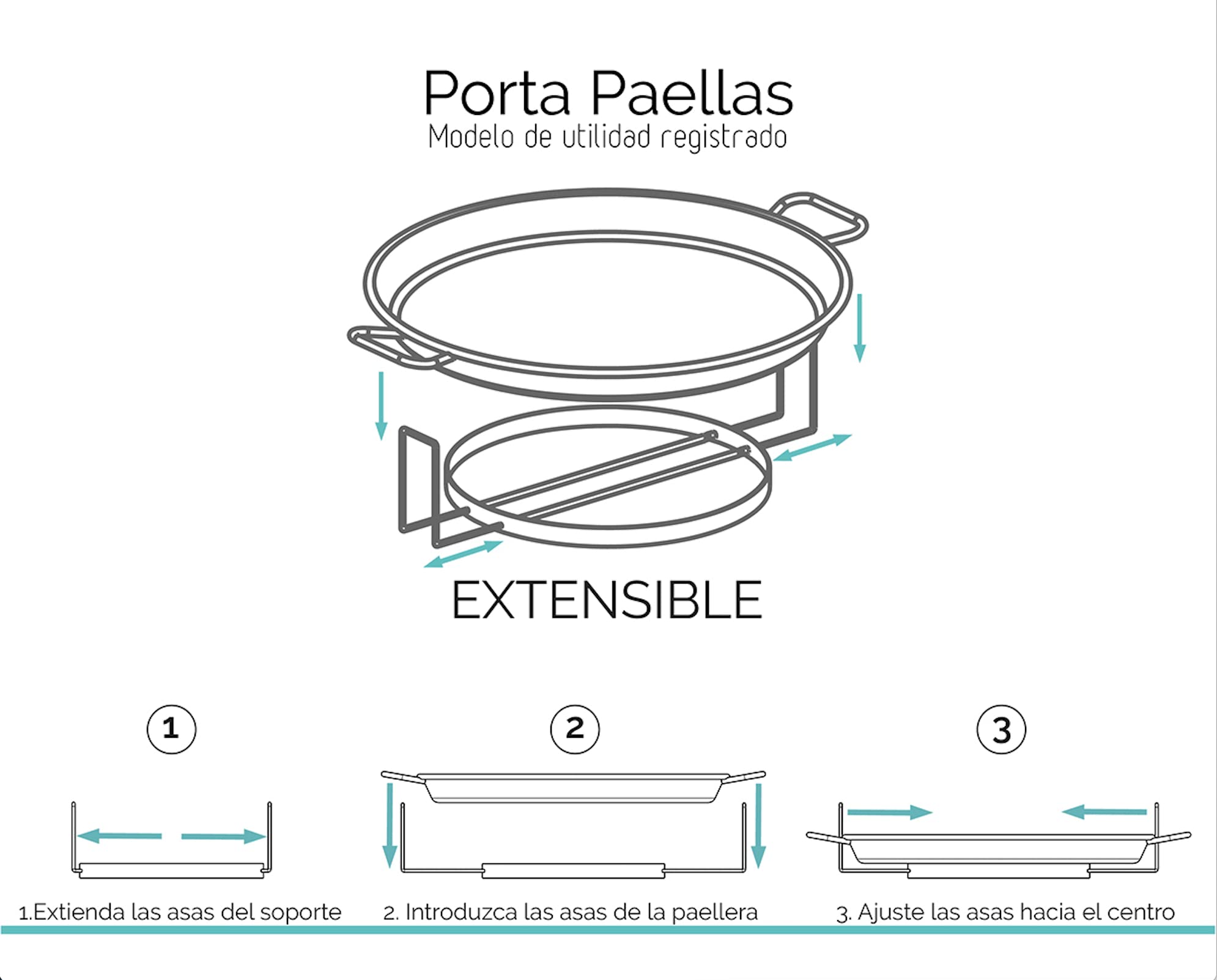 Paellissimo | Porta Paellas Modelo 32 Home | Soporte para Paellas de 32 cm hasta 55 cm | Paella Holder | Medidas: 32x34x13 cm