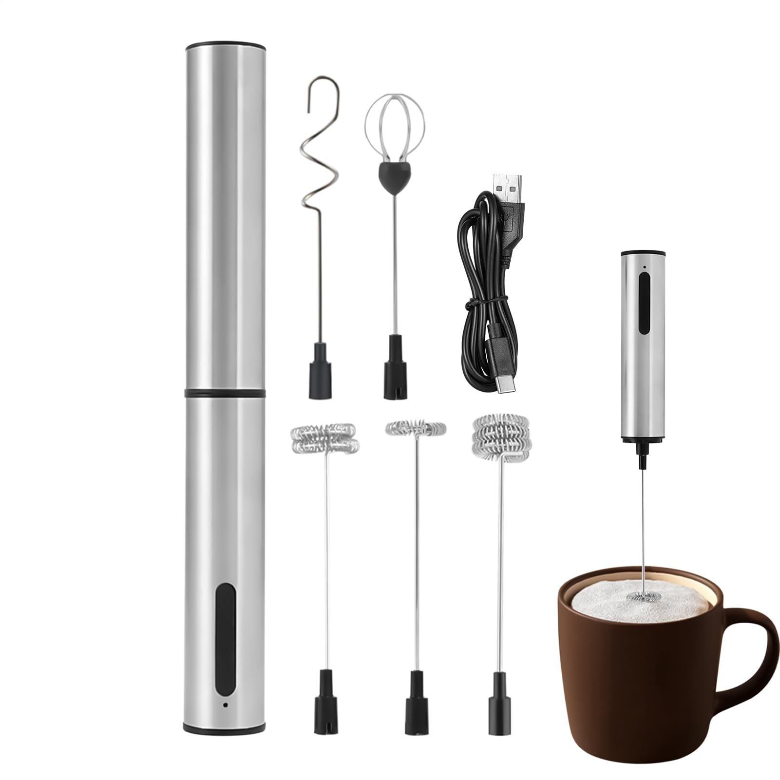 Batteur à mousse silencieux à 3 vitesses avec moteur rechargeable pour mélanger le thé