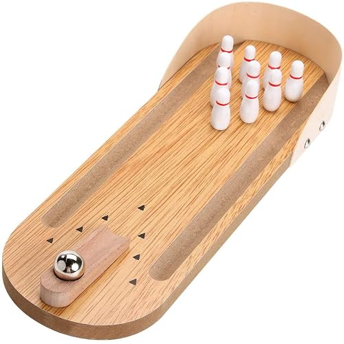 Table Top Mini Bowling Game Set-Tabletop Wooden Board Mini Arcade