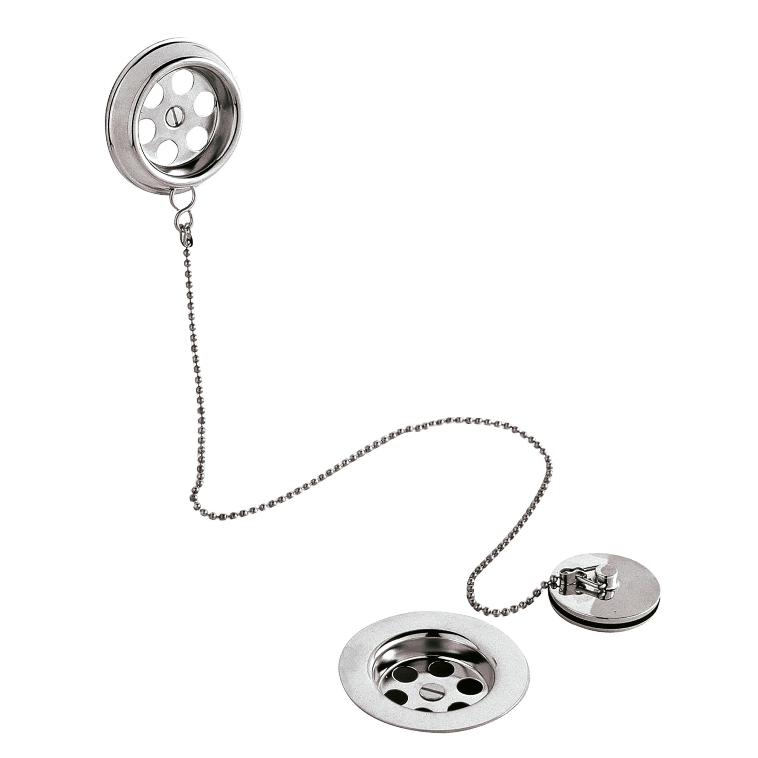 B&Q -  Round Bath Waste With OverflowBrass Plug And Ball ChainFor Baths Up To 20mmChrome
