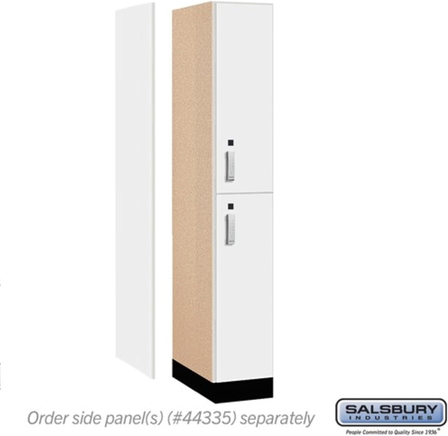 Salsbury 12" Wide Premier Wood Locker-Double Tier-1 Wide-6 Feet High-21 Deep-Arctic White-Silver Electronic Locks