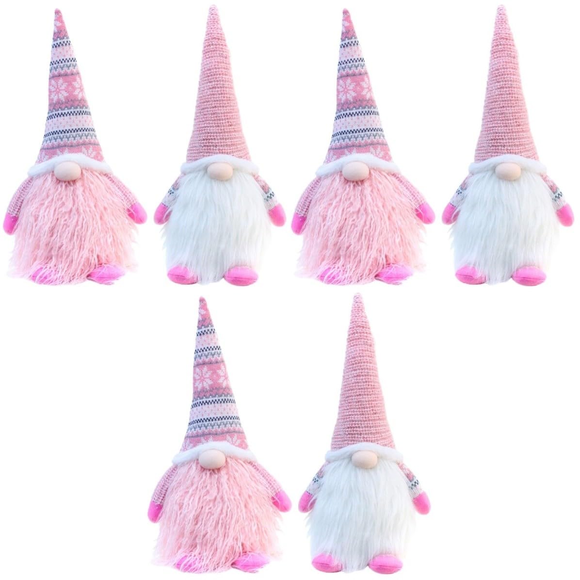 BESPORTBLE 6 Pezzi Gnomo Natalizio in Peluche Rosa, Ornamento Decorativo