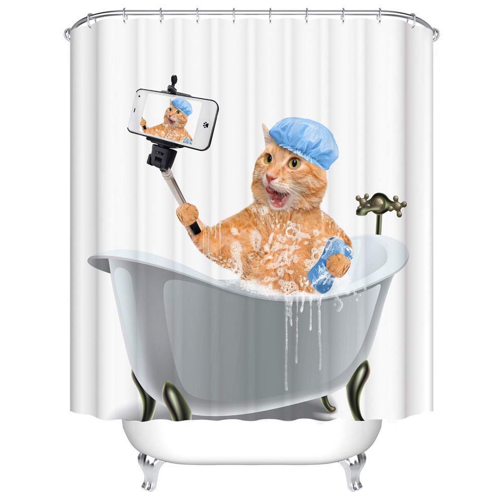 FANSU Rideau De Douche Tissu Lavable, Polyester Rideaux De Salle De Bain Facile à Nettoyer Avec 12 Crochets Résistant à L'eau Anti-moisissure Décor À La Maison Accessoires (Multicolore,180x180cm