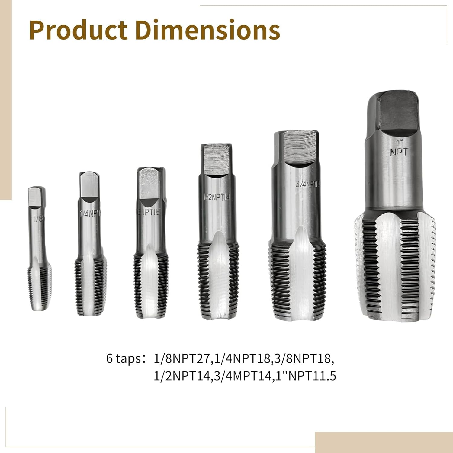 6-Piece Npt Pipe Thread Repair Tool Kit, Includes 6 Sizes, Steel Construction, Convenient Storage Case