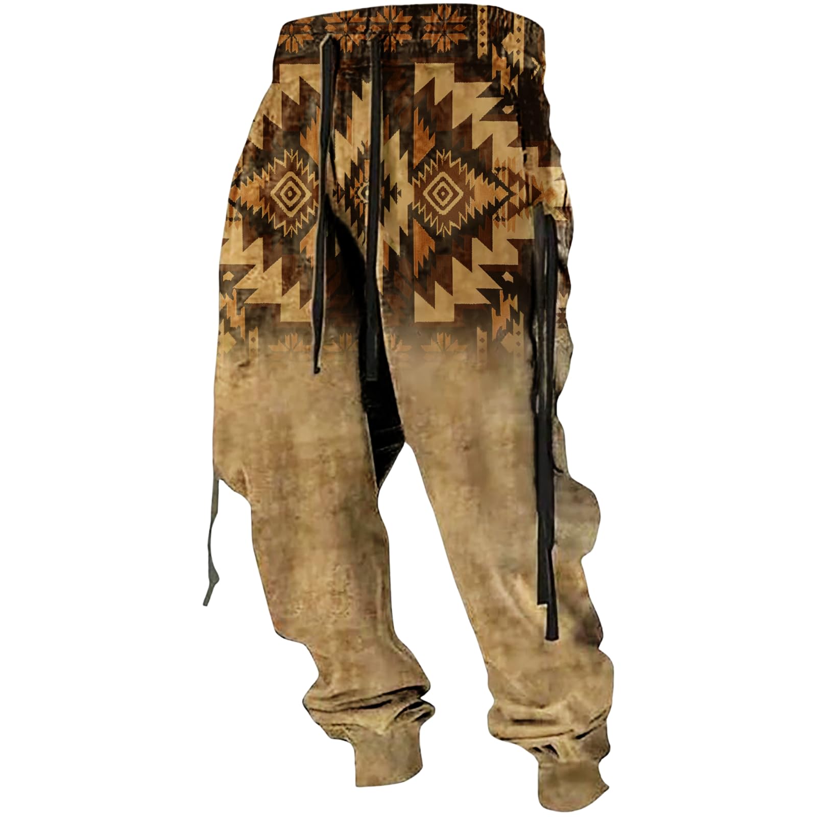 LOAIHA Native American Pants Aztec Cowboy Ethnic Graphic Sweatpants Men Drawstring Hippie Western Jogging Workout Trousers
