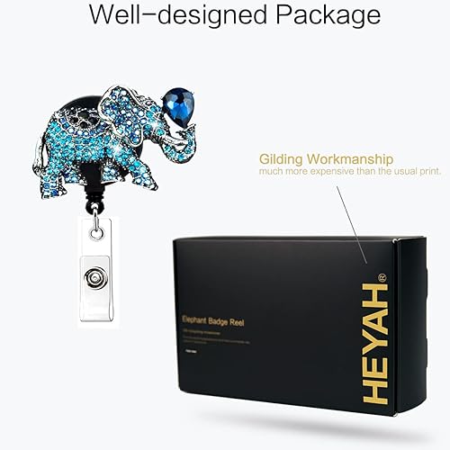 Miniatura 6 de Carrete de insignia de elefante azul brillante, soporte retráctil con clip para cinturón, clip de identificación y nombre para mujer enfermera