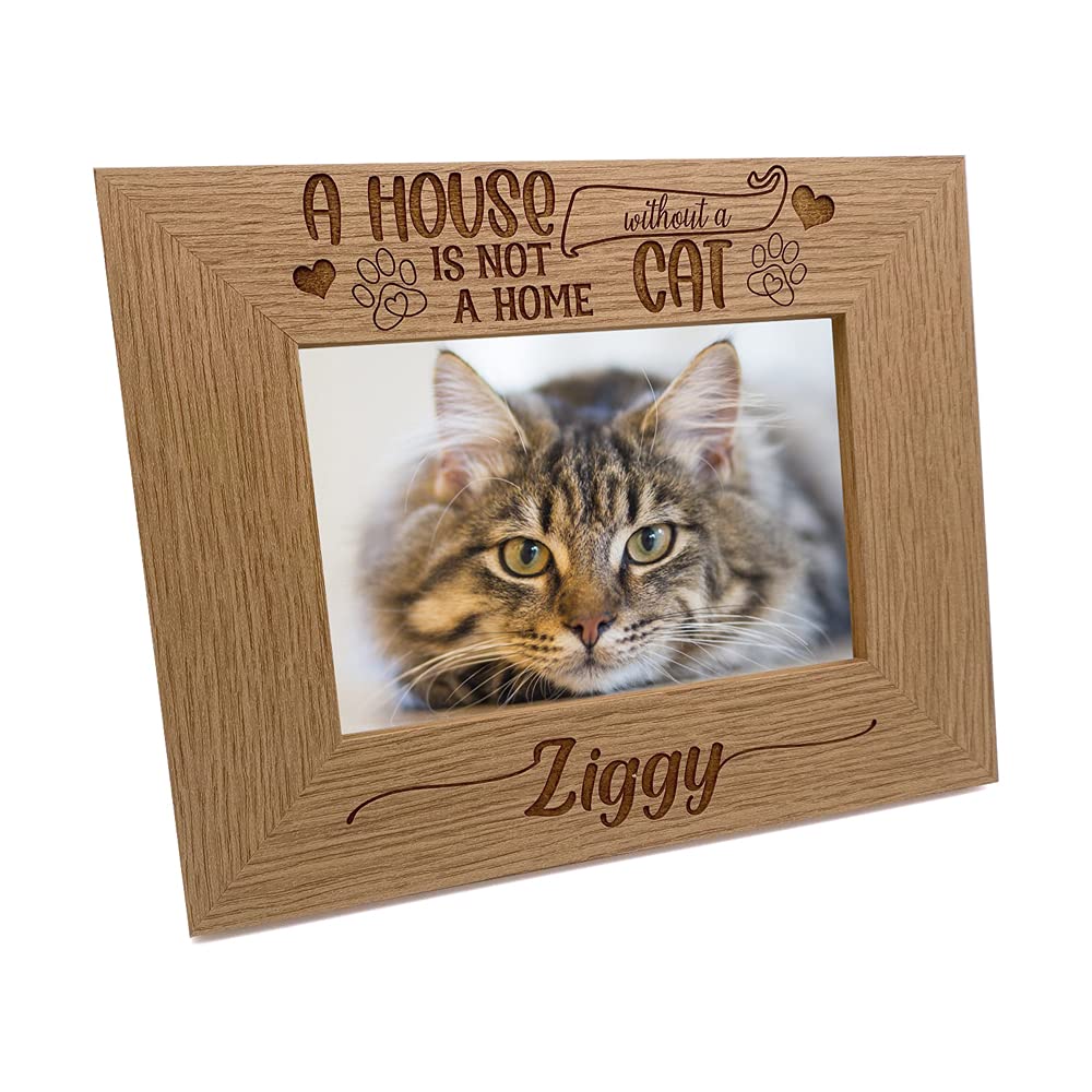 Ukgiftstoreonline Personalised A House Is Not A Home Without A Cat Photo Frame Landscape (5 X 7 Inch)