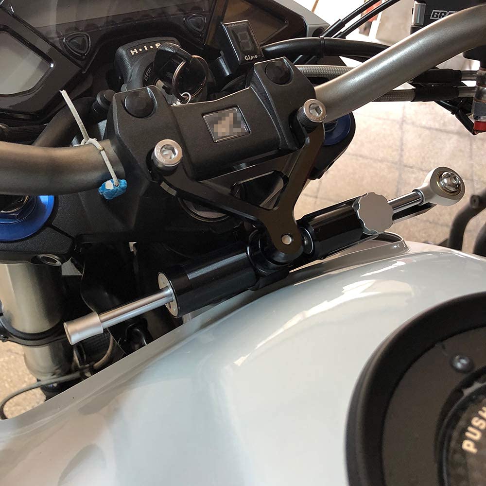 Universal verstellbarer Lenkungsdämpfer für Motorrad, CNC, Aluminium, passend für die meisten Roller, Motorräder, schwarzer Körper, roter Kopf