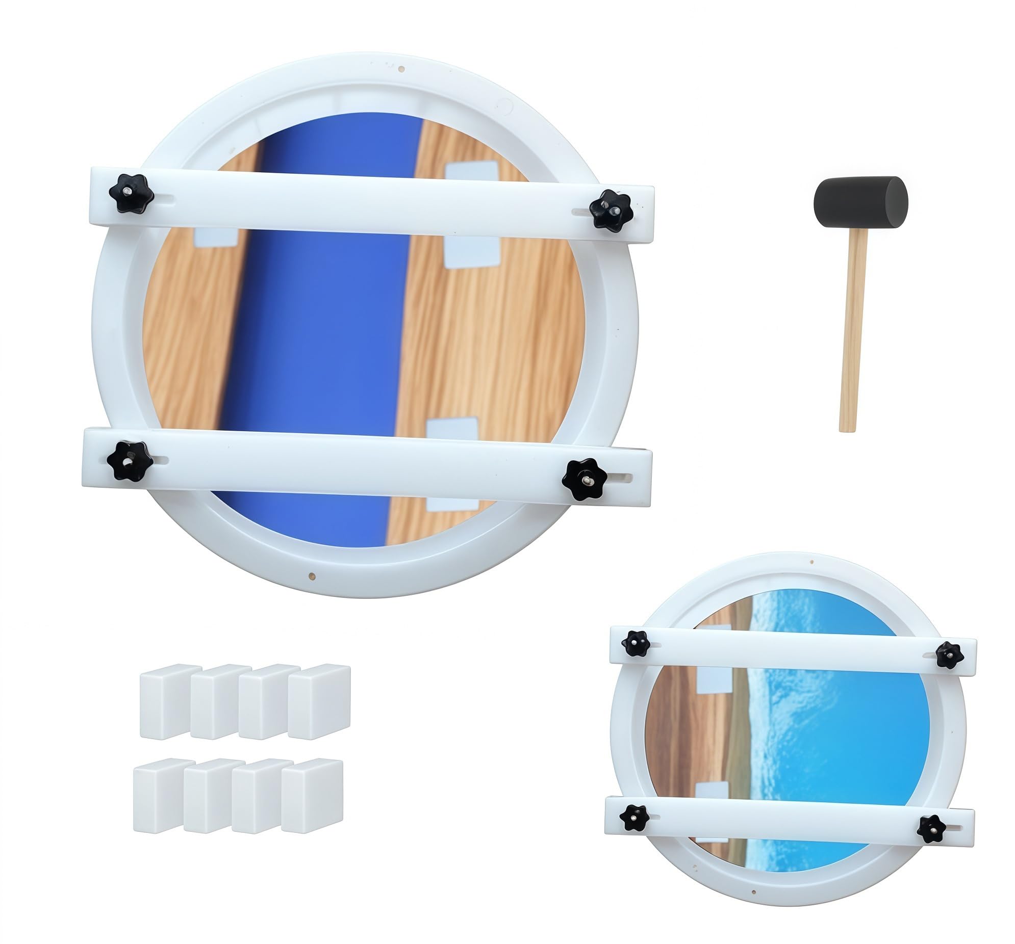 2Pcs Extra Large Round Resin Table Mold with Clamping System 16 Inch and 14 inch No Seal Epoxy Molds for River Table, Resin Clock, Floral Preservation Bouquet, DIY Art