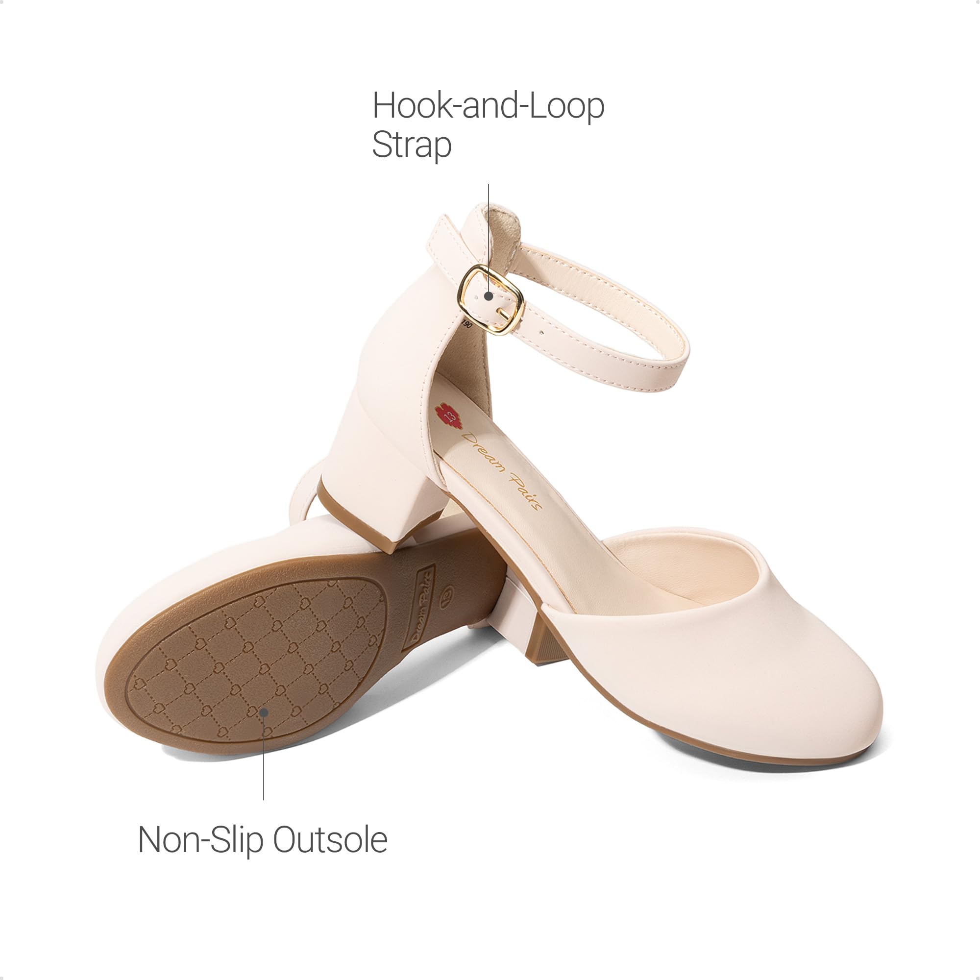 DREAM PAIRS Zapatos de Vestir para Niñas Tacones Cerrados con Correa al Tobillo para Niños Pequeños y Grandes Fiesta de Boda y Flores