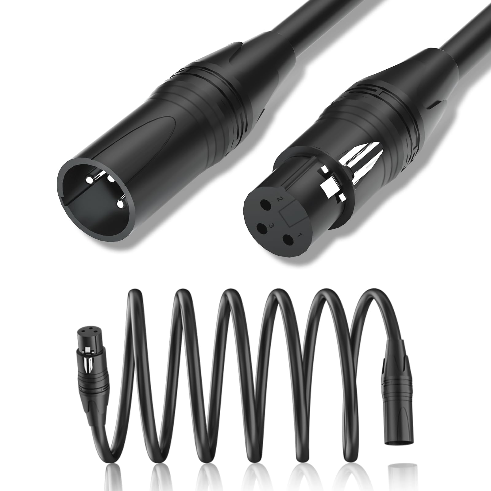Cables de conexión XLR de 6 pies, paquete de 10 unidades, cable de micrófono XLR corto de 3 pines macho a hembra, cable XLR blindado equilibrado para mezclador de micrófono, estudio de