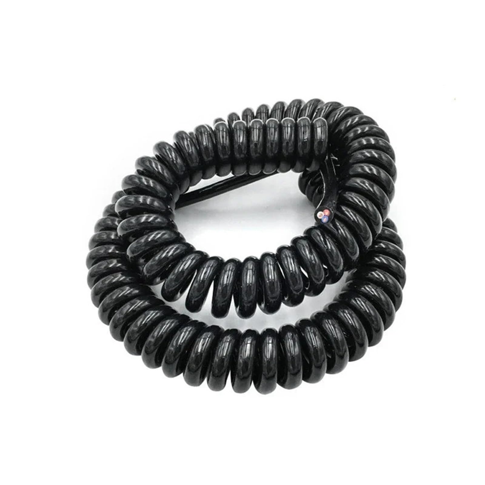 6-adriges 0,2 mm² 24AWG Federteleskop-Spiralkabel, 0,5 m, 7. Schwarzes Netzkabel(2.5m)