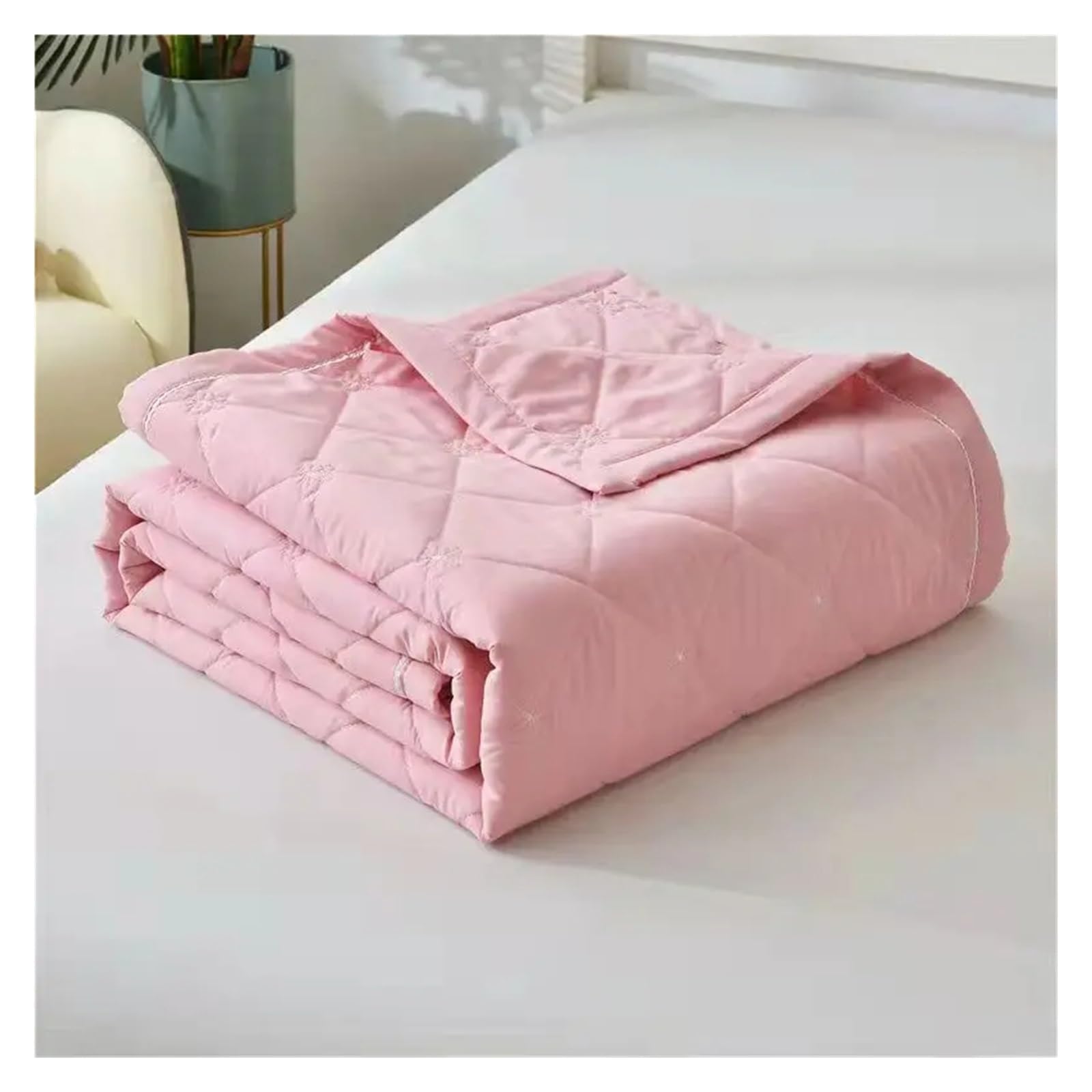 ADovz Quilt-Baumwolldecke, Bestickt, einfarbig, Bettdecke, Tagesdecke, waschbar, Sommer, Twin-Queen-Bettwäsche, Heimtextilien,Bettlaken