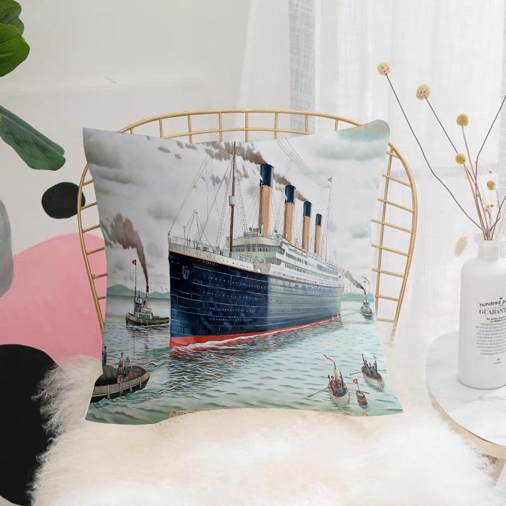 Hyosxw Maritime Test Of Titanic In Lake Belfast，Tit - A8 Cushion Cover,Throw Pillow Case Home Decorative For Living Room Bedroom Sofa Chair 18X18 Inch,Maritime Test Of Titanic In Lake Belfast，Titanic，Sea Landmark Titanic Lake Belf,Pillowcase 45X45cm