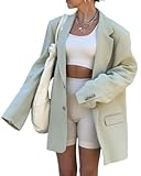 Women Casual Elegant Long Sleeve Oversized Lapel Blazers Open Front Solid Work Office Jacket Blazer