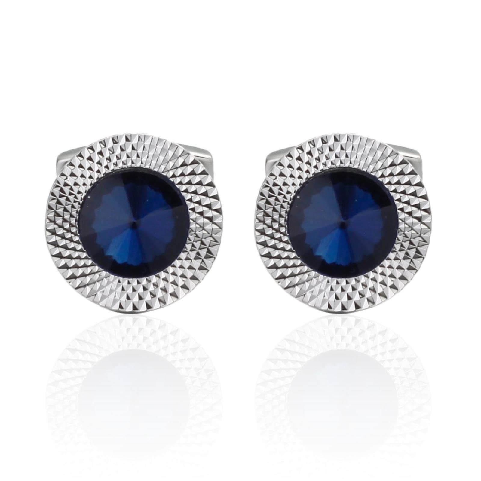 REXOUS 1 Pair Men Sea Blue Crystal Cufflinks - Perfect for Gifting Adult Men - Image 2