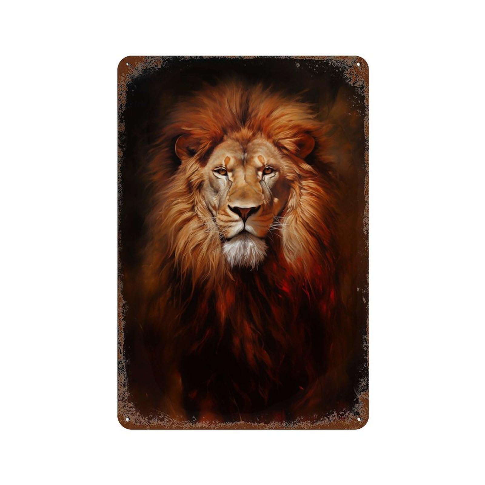 Lion 11.8"x7.9" Rustic Tin Plaque, Novelty Wall Decor for Bistro, Counter And Cafe Decor