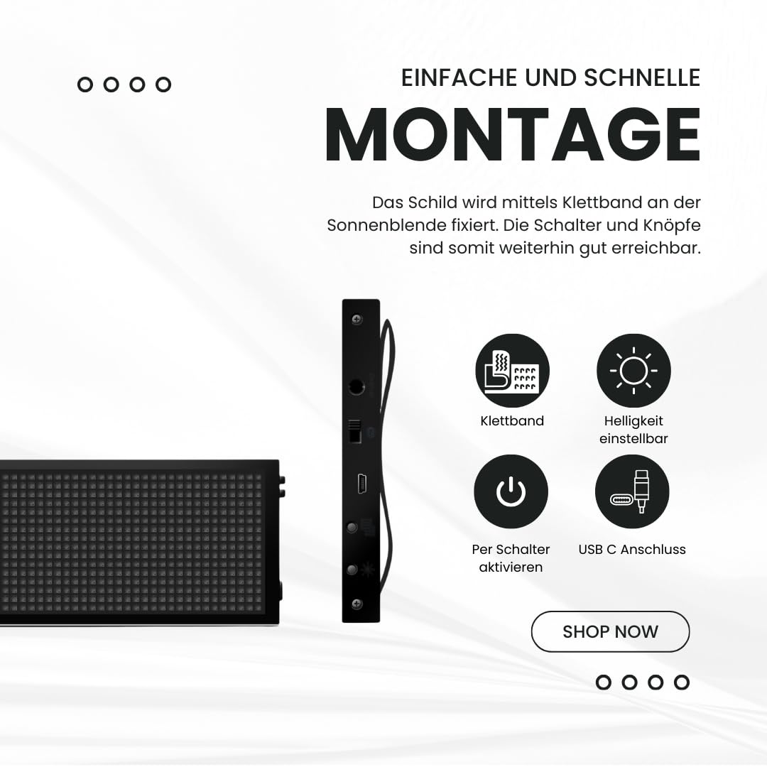 LED Frontwarnsystem | Einsatzschild | Multicolor Bluetooth - Android und iOS App - Handygesteuert - Dachaufsetzer-Ersatz - LED Einsatzschild zum selbst programmieren (Bluetooth) (RGB)
