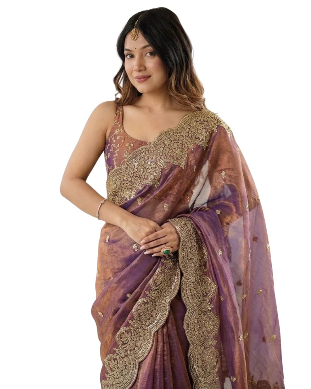 MAA KRUPA Women’s Satin Silk Embroidery Work Saree with Unstitched Blouse Piece Kamini Design-picture-10