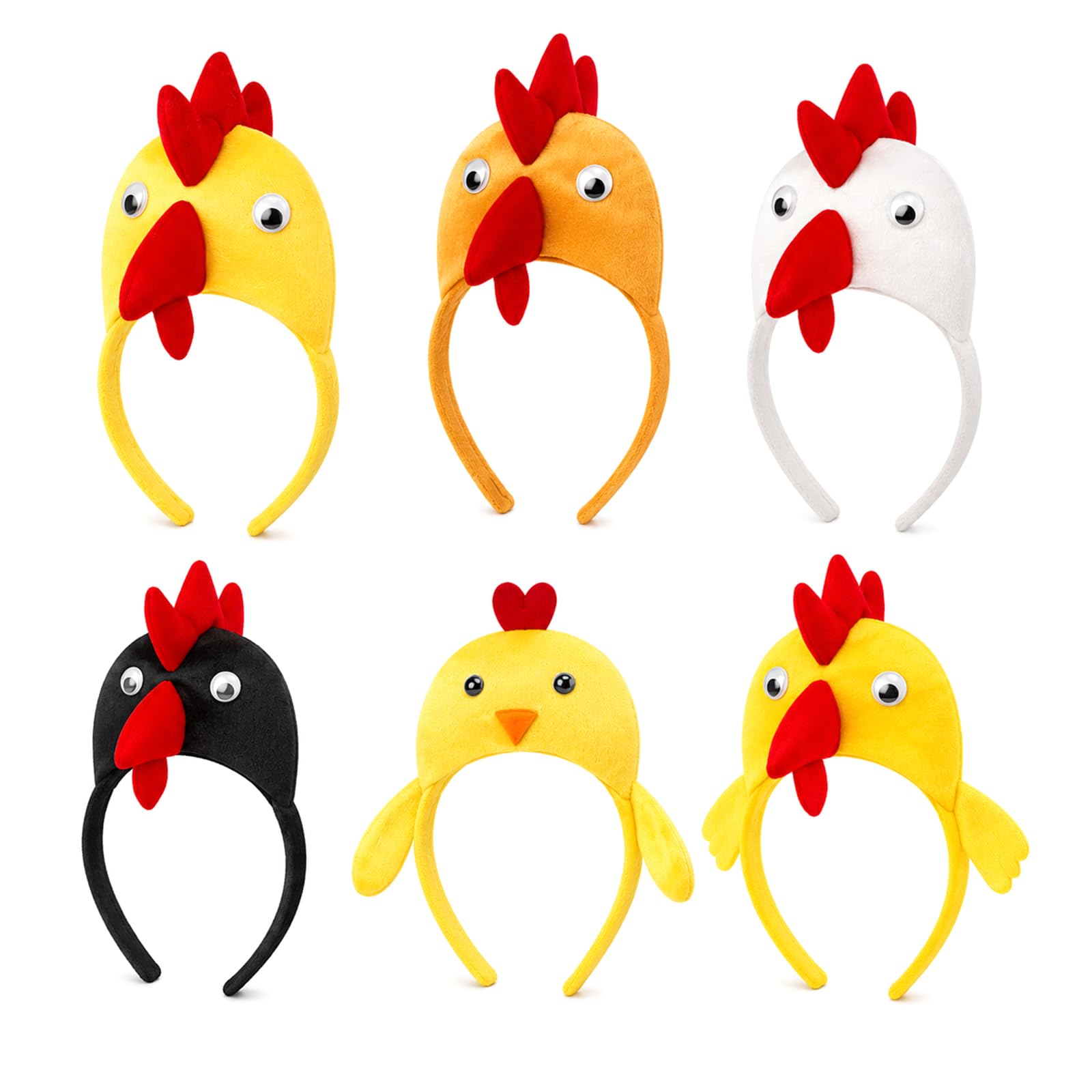 lunictto 6Pcs Chicken Headbands Farm Animal Costume Accessories for Party