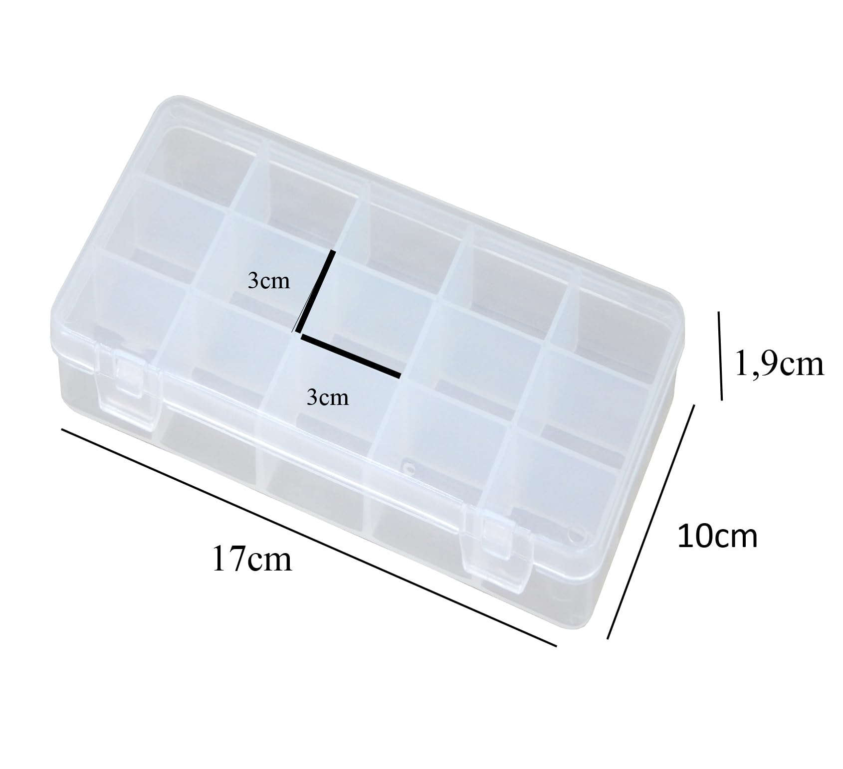 Exptolii Scatola organizer in plastica a 15 scomparti con divisori, contenitore trasparente per perline, artigianato, gioielli, attrezzatura da pesca