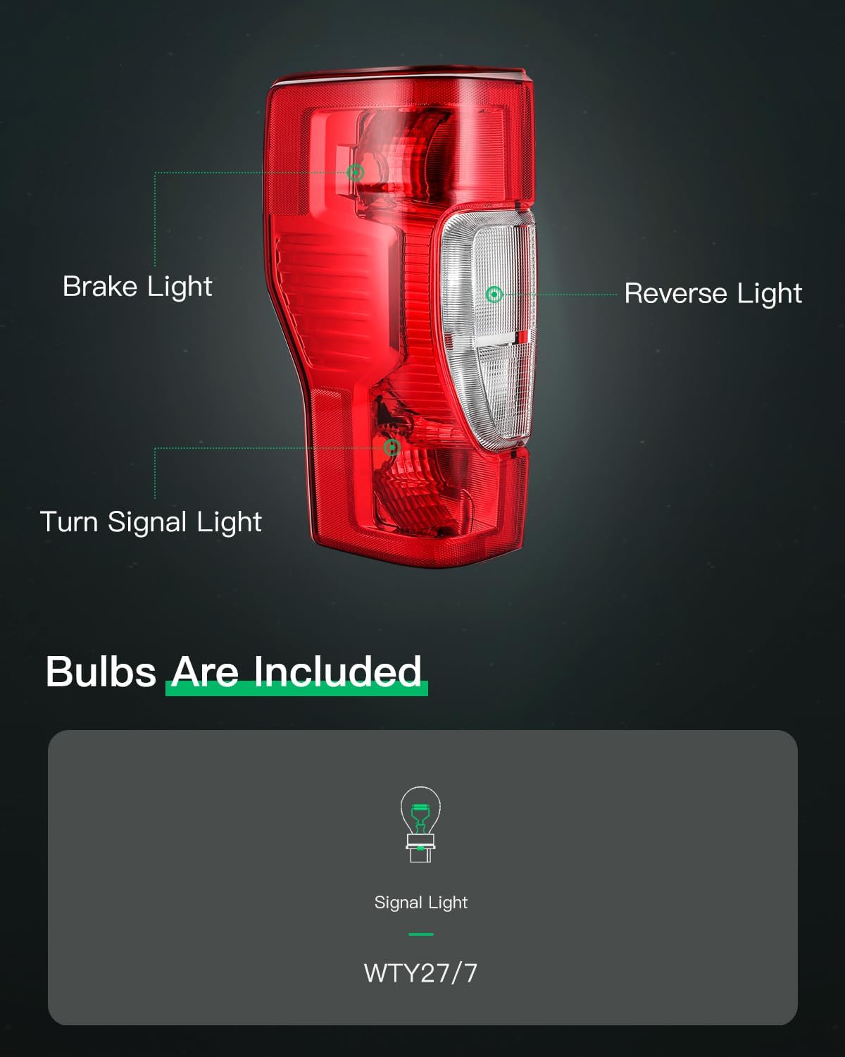 LSAILON Tail Light Assembly Replacement Fit 2020-2022 for Ford For F-250 Super Duty 2020-2022 for Ford For F-350 Super Duty Tail Lamp LC3Z13405C FO2800278 - Driver Side