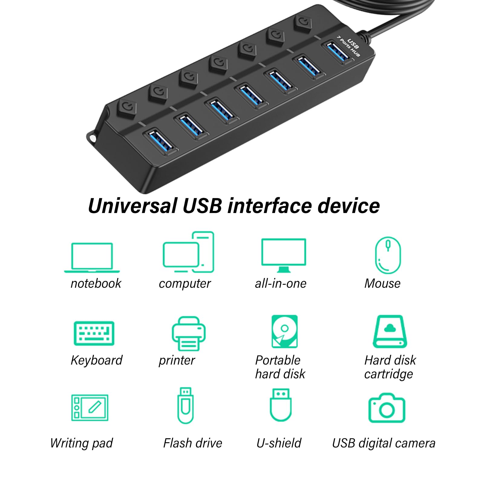 Hub USB - Hub Di Espansione A 4/7 Porte Ad Alta Velocità Con Interruttore Indipendente | Splitter USB Portatile Per Giochi, Viaggi, Studio E Lavoro Remoto | Design Compatto Antiscivolo Per PC Hub USB - Hub Di Espansione A 4/7 Porte Ad Alta Velocità Con Interruttore Indipendente | Splitter USB Portatile Per Giochi, Viaggi, Studio E Lavoro Remoto | Design Compatto Antiscivolo Per PC