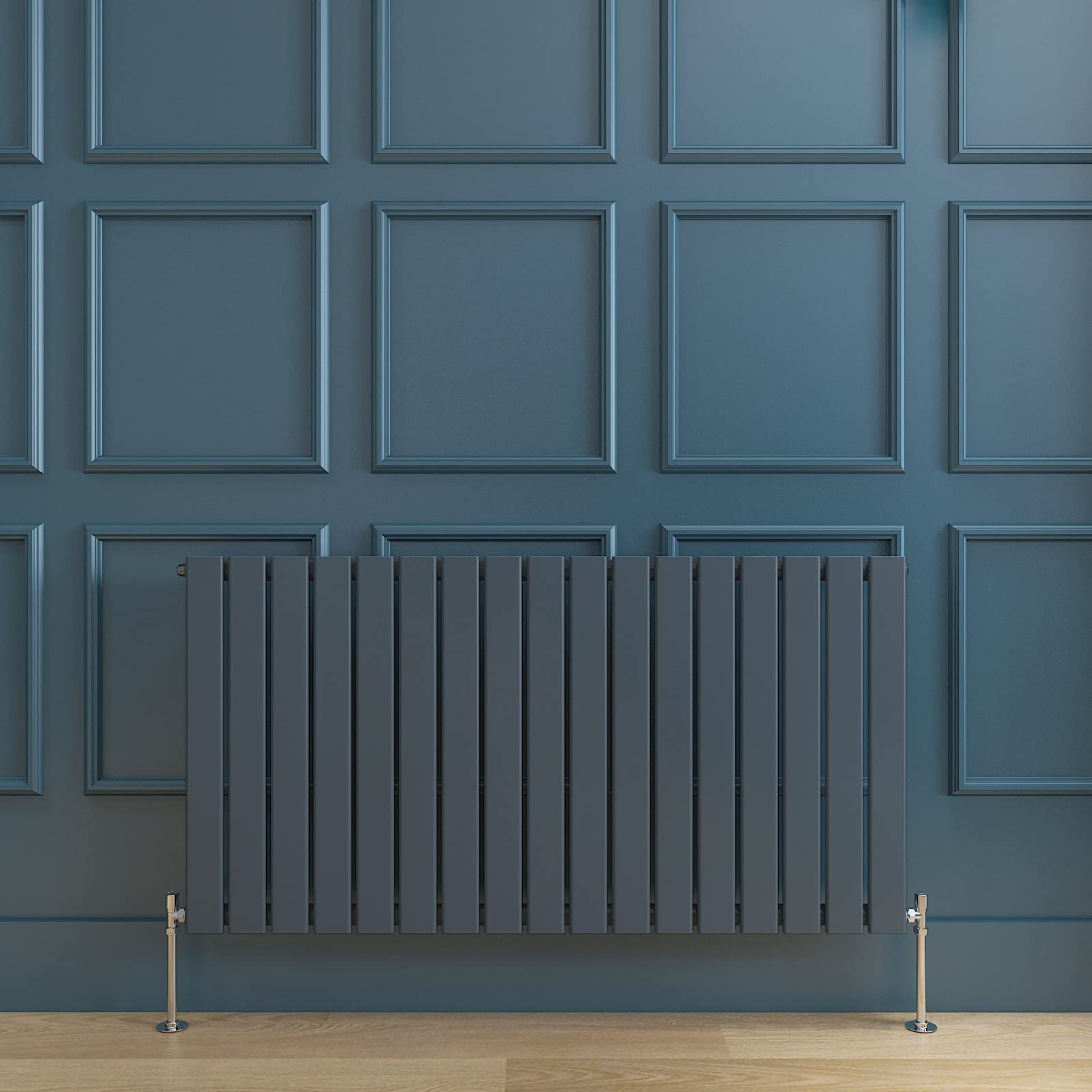 Horizontal Anthracite Radiator Single Flat Panel Designer Radiator Central Heating 600x1156mm Interior Design