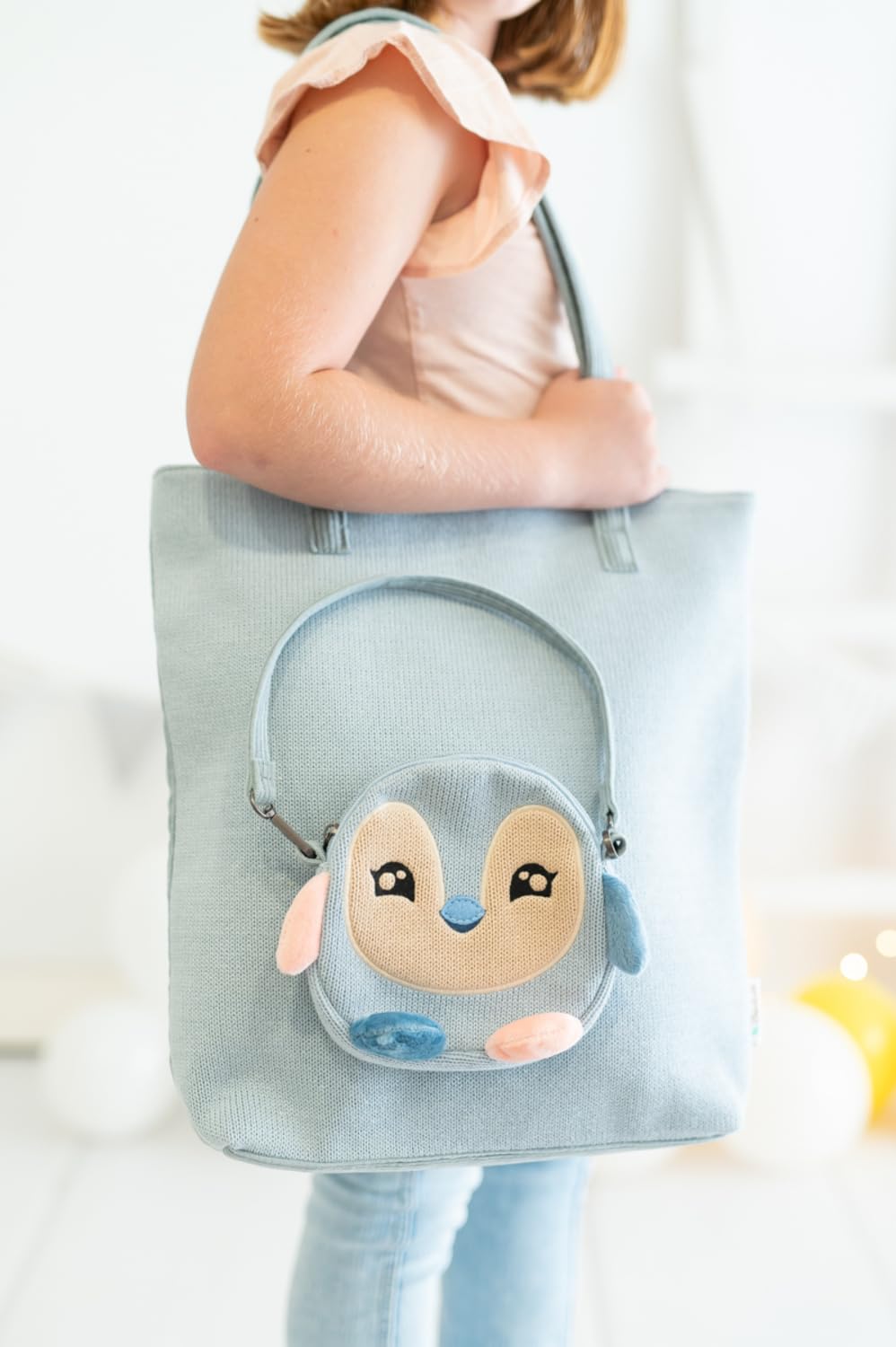 Bolso shopper infantil pingüino azul