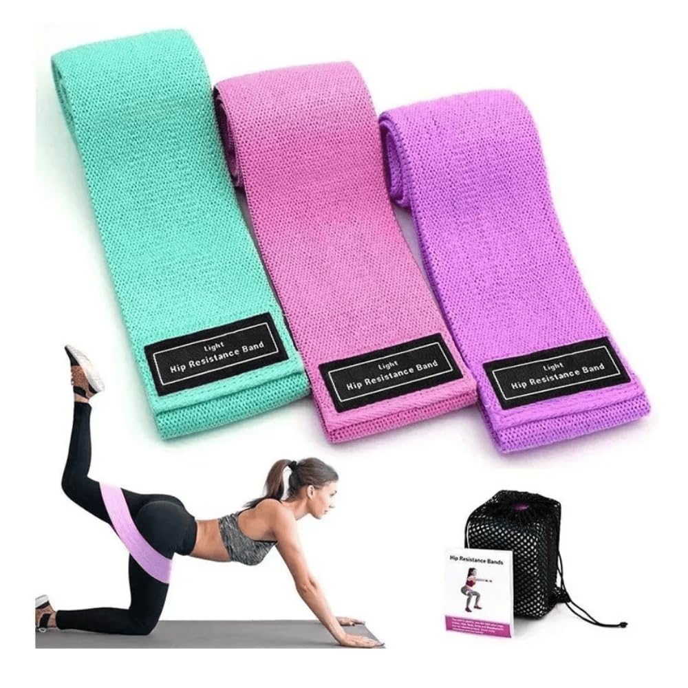 Kit 3 Faixas Elásticas Hip Resistance Bands, Treino de Alta Resistência | Exercícios