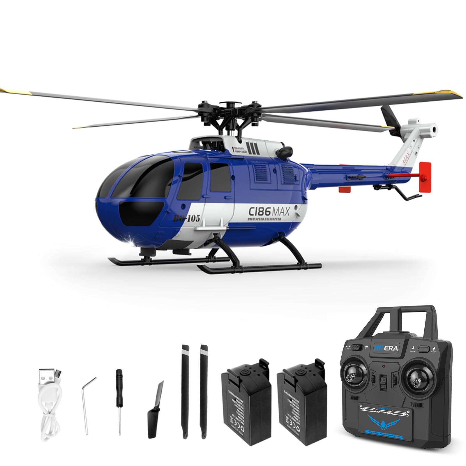 Elicottero radiocomandato 2,4 G RC giroscopio a 6 assi 4 canali, elicottero senza timoni con funzione di posizionamento ottico del flusso allarme a bassa tensione