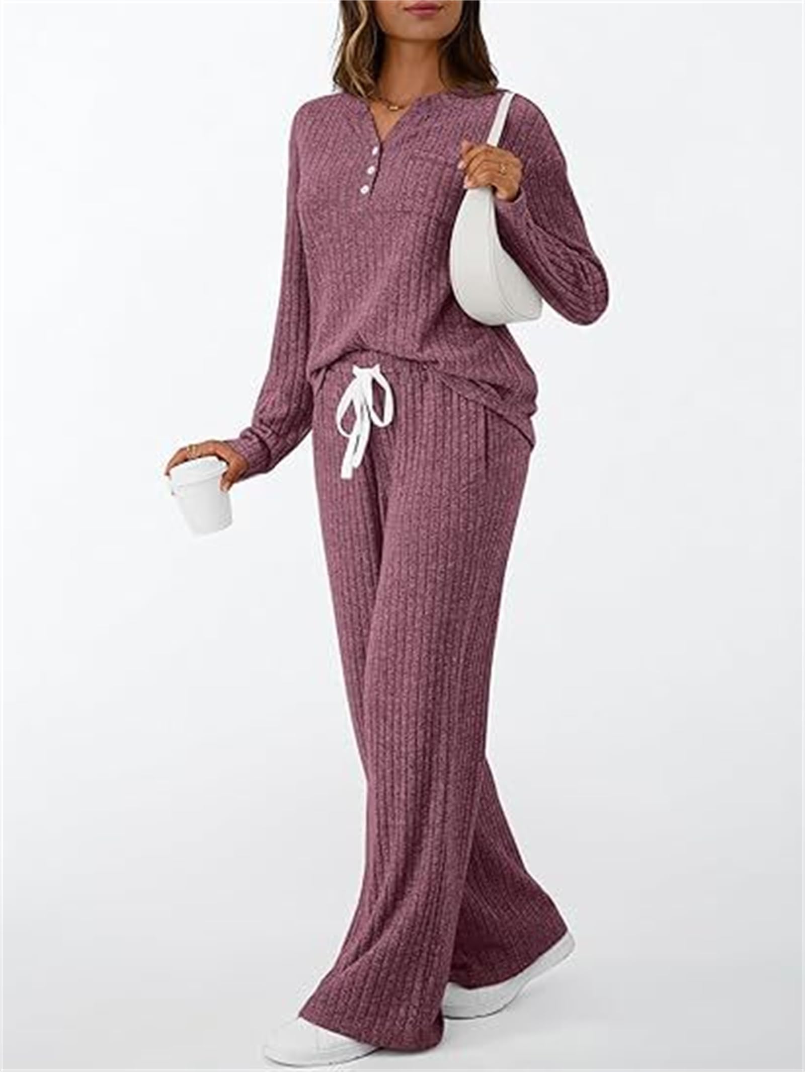 Generisch Damen Winter 2025 zweiteilige Loungewear-Sets, Trainingsanzug, passende Pyjamas, ideal für Reisen, Urlaub und den Herbst.