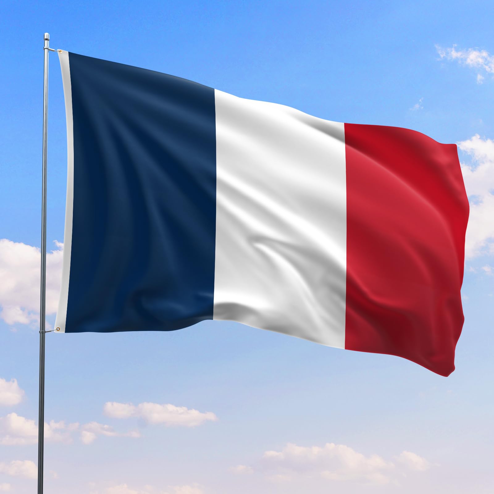 PartyYaa French Flag, 5ft x 3ft France Flag for Party Decorations Single Side with 2 Brass Eyelets, Waterproof - Image 4