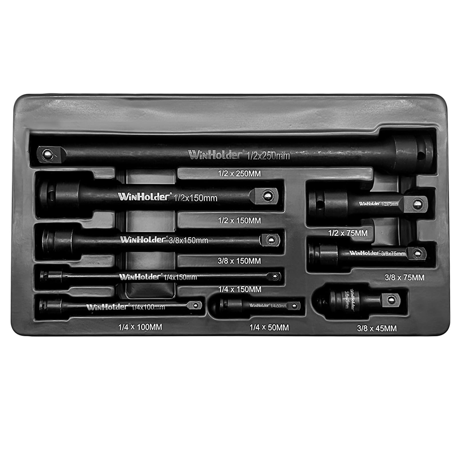 WinHolder Industrial 9pc Pneumatic Impact Extension Bar Set, 1/4", 3/8"
