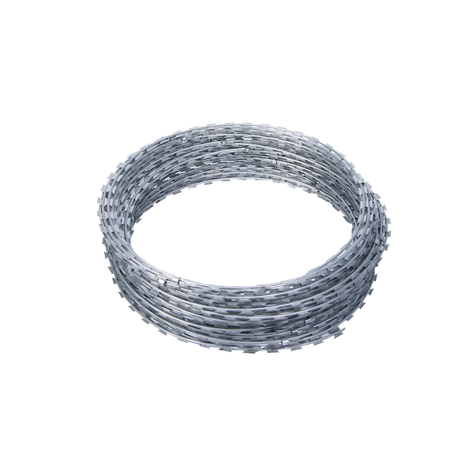 XLIHAWY Razor Barbed Wire, Galvanized Helix Coils, Garden Farm Secure Sites Stainless Steel Security Chain Fence, Easy to Bend(Silver-45cm/Single Spiral,10m)