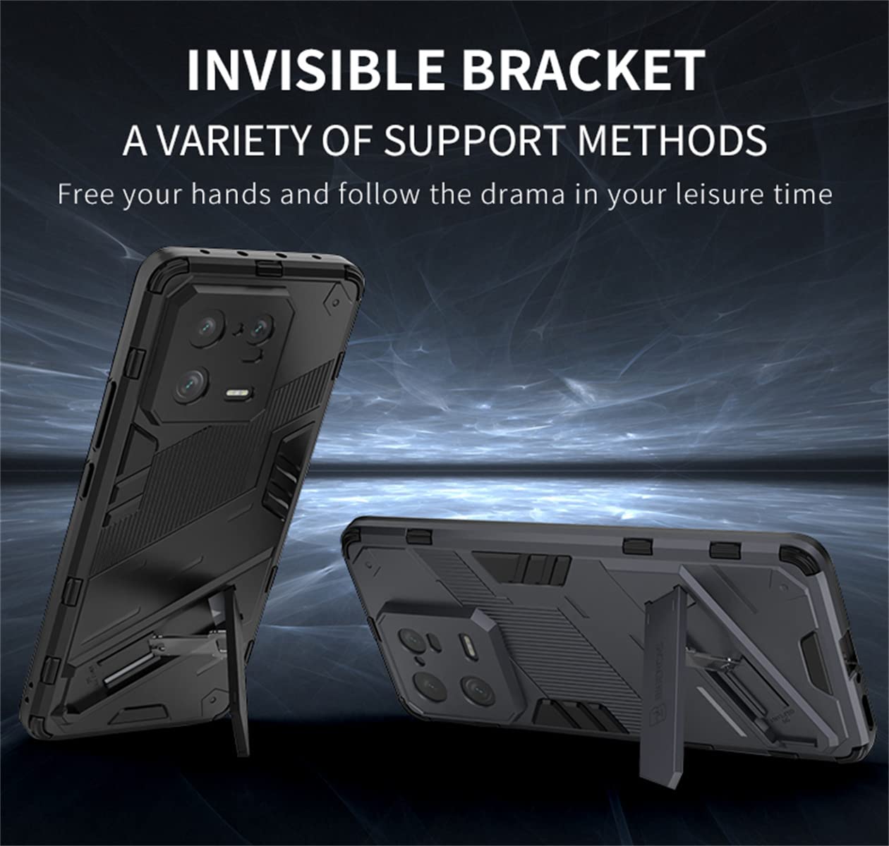 Custodia per Xiaomi 13 Custodia protettiva ibrida in PC TPU antiurto con funzione di supporto Rosa