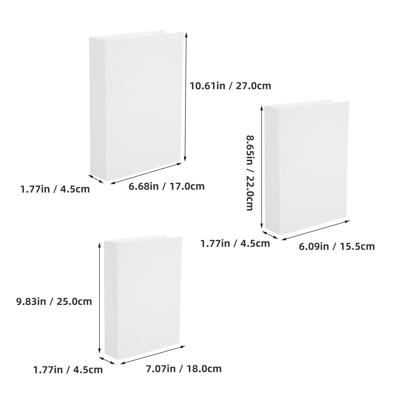 Uonlytech 3piezas Cajas Decorativas de Lino con Diseño de Volumen Falso Almacenamiento Compacto con Compartimento Oculto para Estanterías Escritorios y Decoración de Hogar y Oficina
