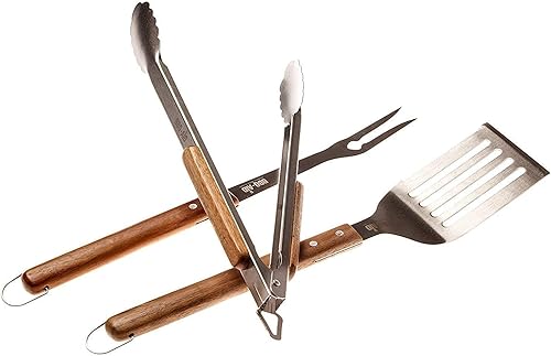 Miniatura 3 de BBQ-AID Pro Grill Set – Paquete de 6 piezas – Con cepillo para parrilla, cabezales de repuesto, espátula, pinzas y tenedor