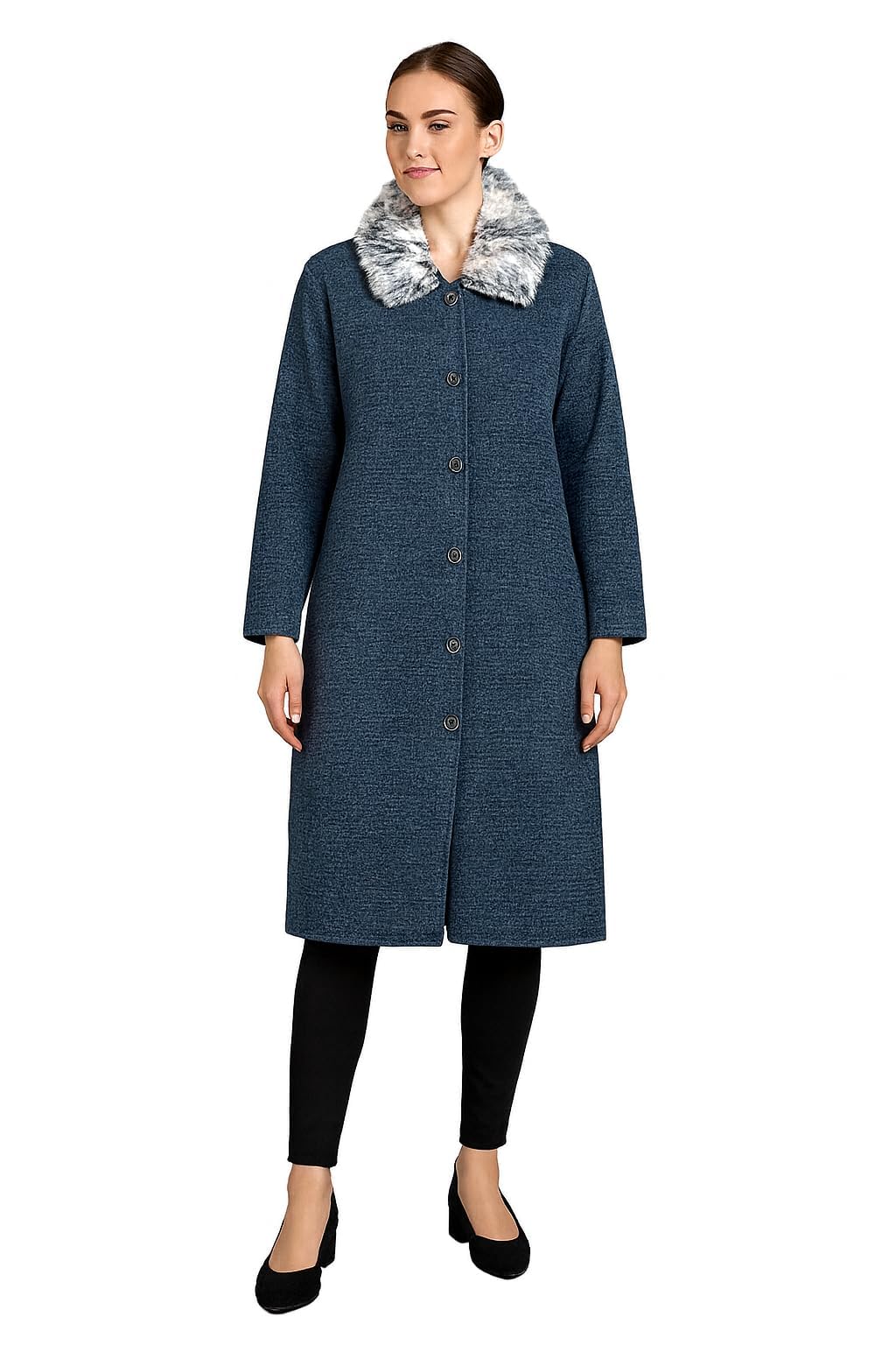 Women Woollen Long Buttoned Cardigan