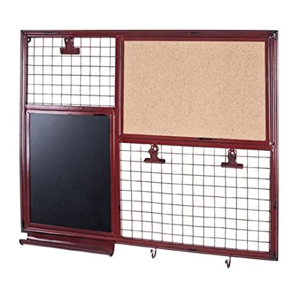 HAKU Memoboard Red, Cork, Metal - Dim.: W 65 cm X H 57 cm X D 6 cm, Style: Industrial