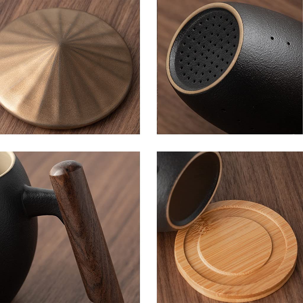 Tasse à thé en céramique avec Couvercle et Filtre, 12 Oz, Tasse D'infuseur De Thé En Céramique Avec Panier D'infuseur Et Couvercle Pour Le Thé À Feuilles En Vrac, Noir Blanc Rouge ( Color : Red )