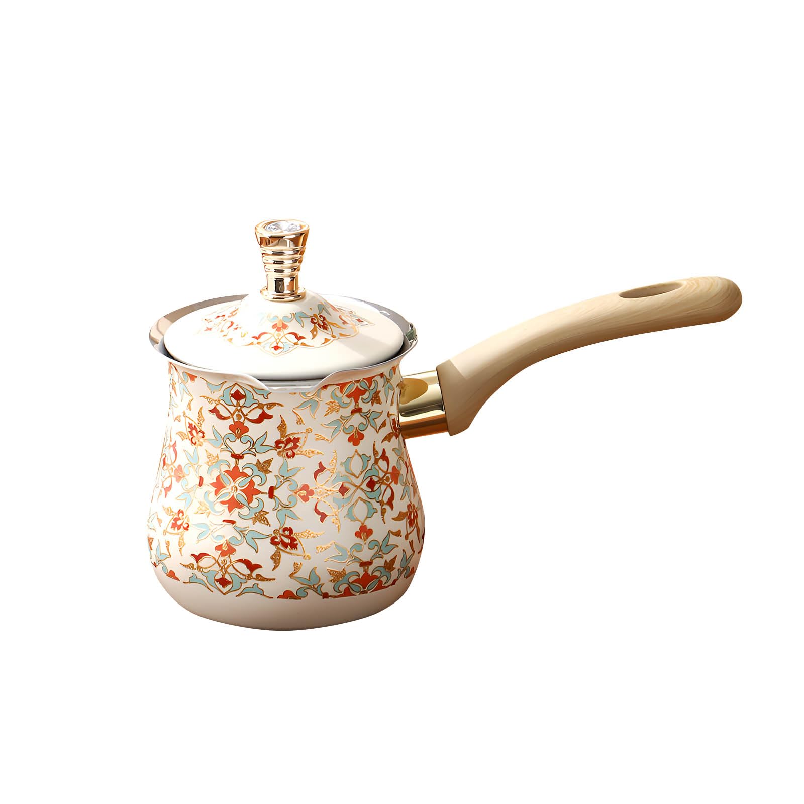 Pot à café turc avec manche en bois pour cuisinière et lait
