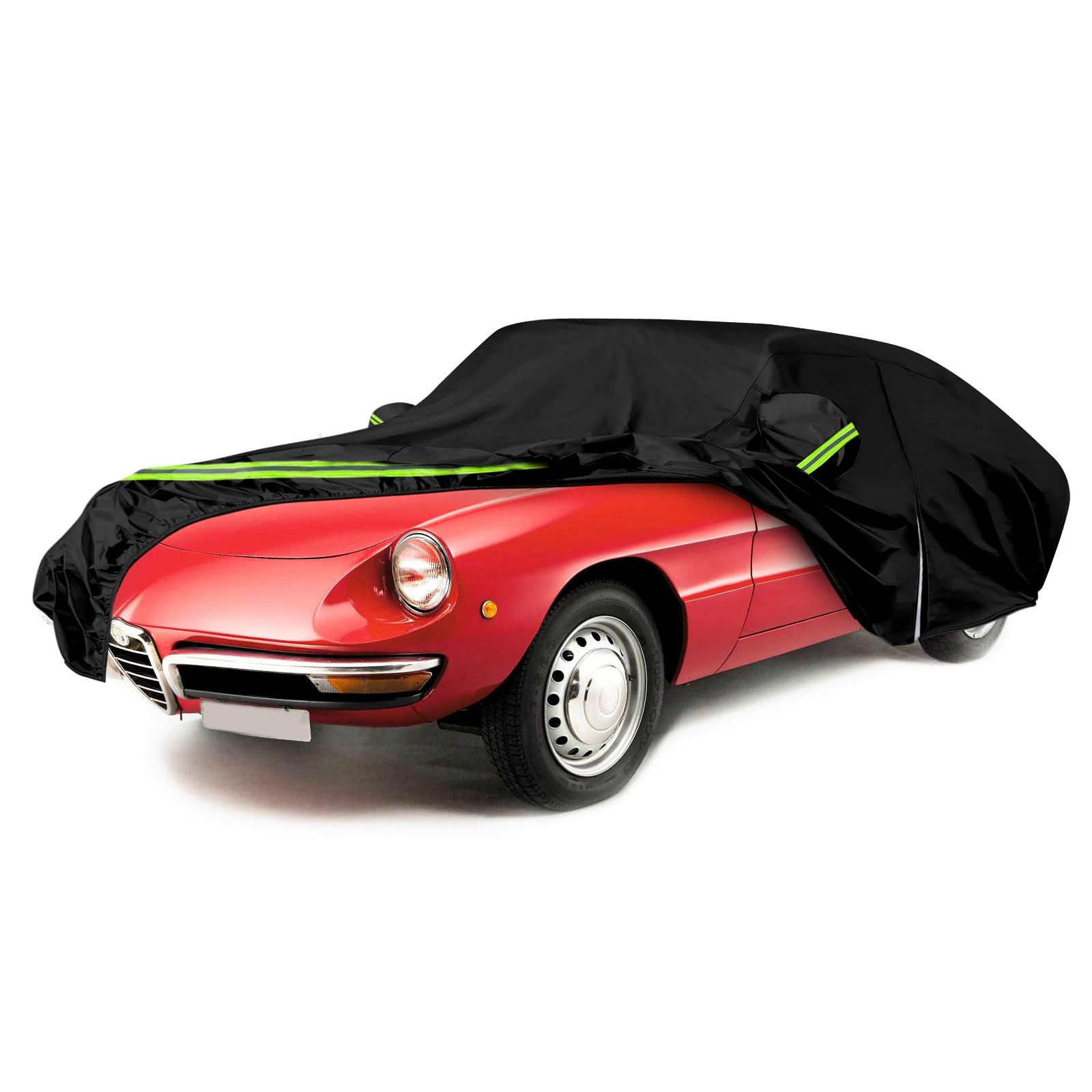 Vollgarage Autoabdeckung Ersatz für Alfa Romeo Spider 1966-1994, Auto Abdeckplane Autogarage Ganzgarage mit Reißverschluss, Allwetter Atmungsaktive Wasserdicht Reflexionsstreifen