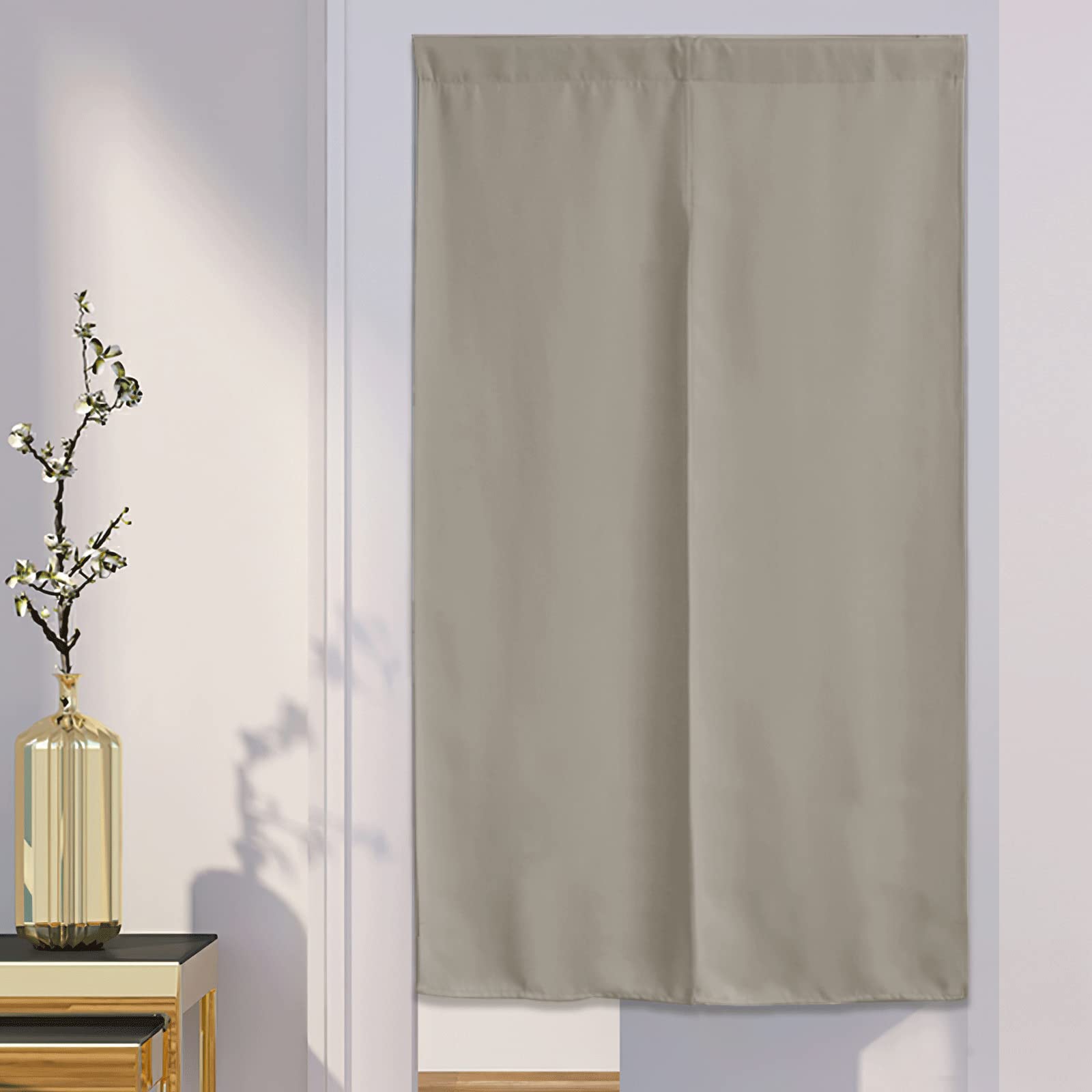 Japanese Noren Door Curtain Solid Flax Color 28.3 x 66.9in Blackout Fabric